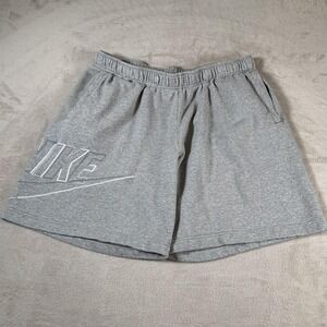 Nike Shorts Mens 2XL Gray Embroidered Swoosh Spell Out Logo Athletic Casual FLAW